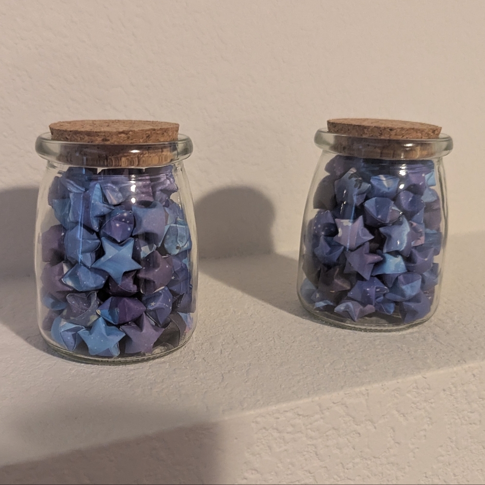 Blue Decorative Glass Jars with Rustic Cork Accents